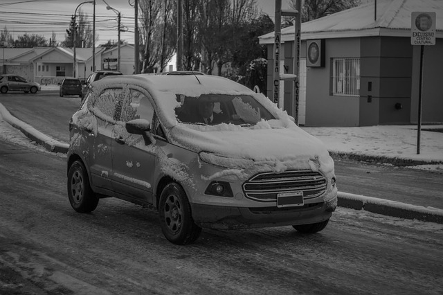 auto zima sníh